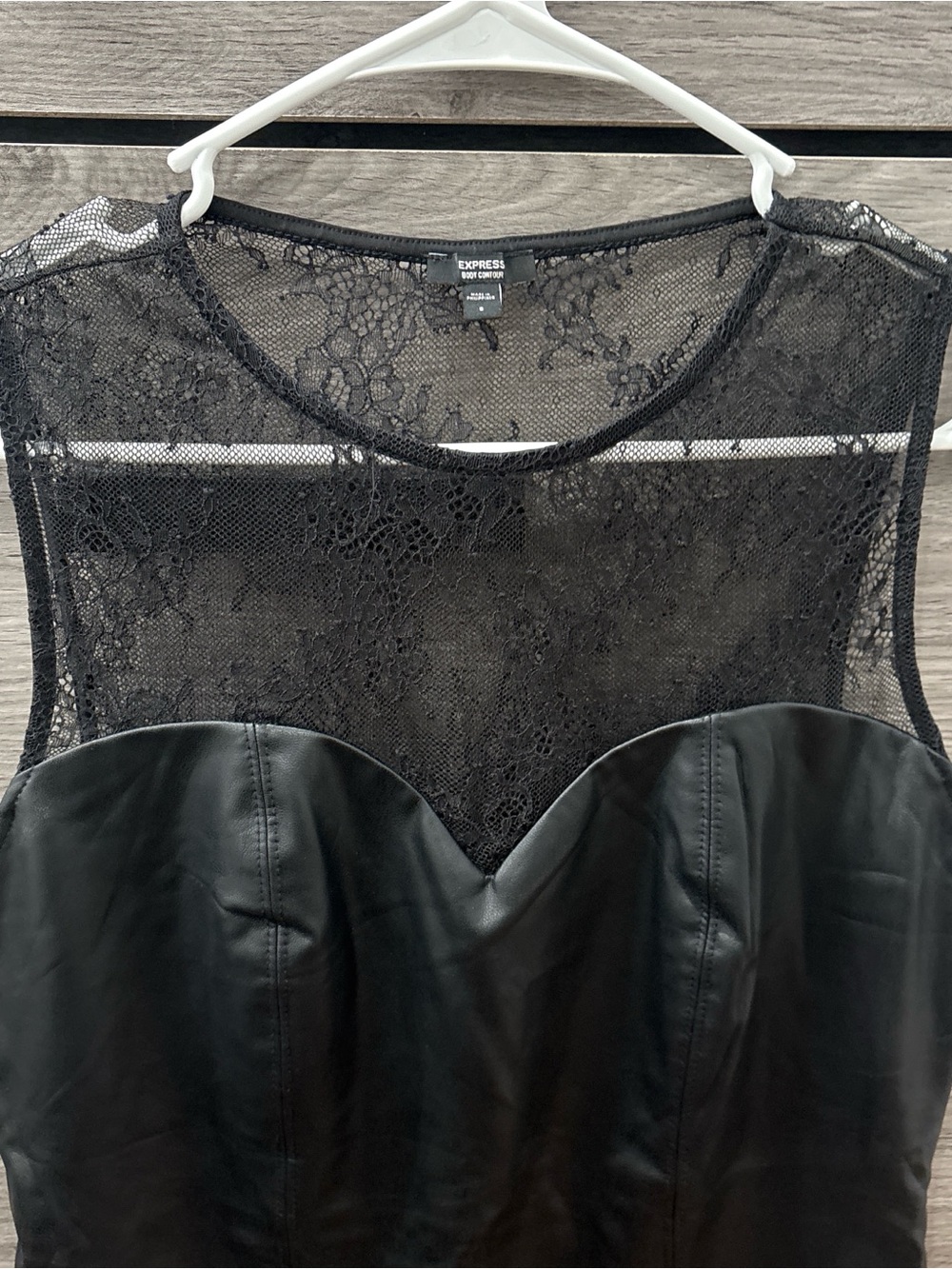 Express Black Lace Mesh & Faux Leather Camisole